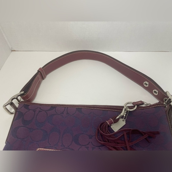 COACH SLIM DUFFLE signature Crossbody Suede Hobo F04K-9349 Plum Purple - Picture 10 of 16